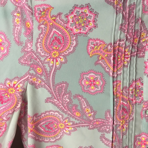 Gap Paisley Pink Pintuck 3/4 Sleeve Tunic Size XS - Picture 7 of 8